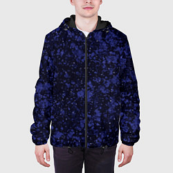 Куртка с капюшоном мужская Тёмно-синий космический абстракция, цвет: 3D-черный — фото 2