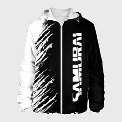Куртка с капюшоном мужская Самурай штрихи - киберпанк 2077, цвет: 3D-белый