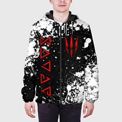 Куртка с капюшоном мужская Знаки из Ведьмака - белые брызги, цвет: 3D-черный — фото 2
