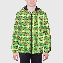 Куртка с капюшоном мужская Паттерн флоры, цвет: 3D-черный — фото 2