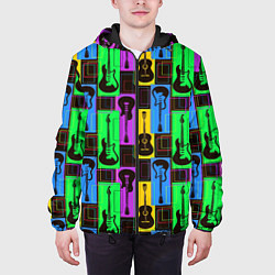 Куртка с капюшоном мужская Красочные гитары, цвет: 3D-черный — фото 2