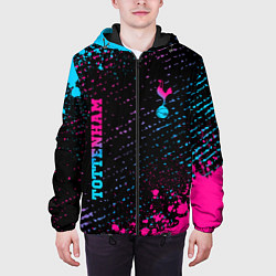 Куртка с капюшоном мужская Tottenham - neon gradient вертикально, цвет: 3D-черный — фото 2