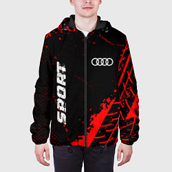 Куртка с капюшоном мужская Audi red sport tires, цвет: 3D-черный — фото 2