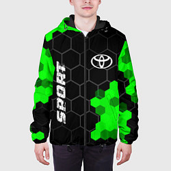 Куртка с капюшоном мужская Toyota green sport hexagon, цвет: 3D-черный — фото 2