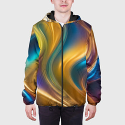 Куртка с капюшоном мужская Жидкий разноцветный металл, цвет: 3D-черный — фото 2