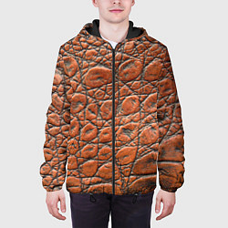 Куртка с капюшоном мужская Змеиная шкура текстура, цвет: 3D-черный — фото 2