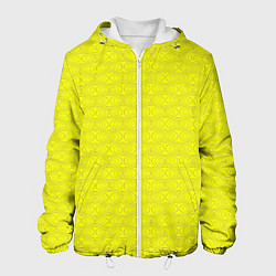 Куртка с капюшоном мужская Паттерн овалов на желтом, цвет: 3D-белый