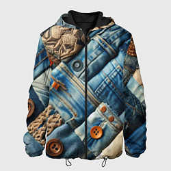 Мужская куртка Джинсовый пэчворк с пуговицами - мода