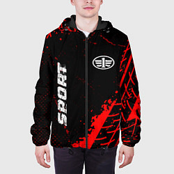 Куртка с капюшоном мужская FAW red sport tires, цвет: 3D-черный — фото 2
