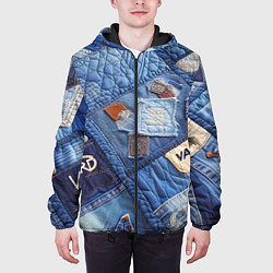 Куртка с капюшоном мужская Vanguard jeans patchwork - ai art, цвет: 3D-черный — фото 2