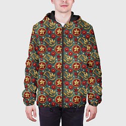 Куртка с капюшоном мужская Золотые звездочки СССР, цвет: 3D-черный — фото 2