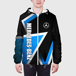 Куртка с капюшоном мужская Mercedes - blue metal, цвет: 3D-белый — фото 2