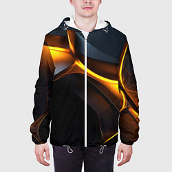 Куртка с капюшоном мужская Разлом черных плит и оранжевая лава, цвет: 3D-белый — фото 2