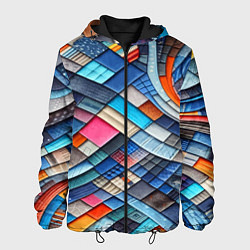 Куртка с капюшоном мужская Абстрактный авангардный пэчворк - нейросеть, цвет: 3D-черный