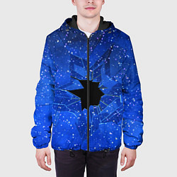 Куртка с капюшоном мужская Расколотое стекло - звездное небо, цвет: 3D-черный — фото 2