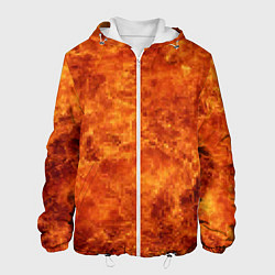 Куртка с капюшоном мужская Пламя 8бит текстура, цвет: 3D-белый
