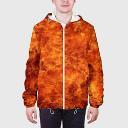 Куртка с капюшоном мужская Пламя 8бит текстура, цвет: 3D-белый — фото 2