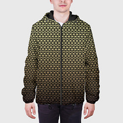 Куртка с капюшоном мужская Паттерн чёрно-бежевый треугольники, цвет: 3D-черный — фото 2