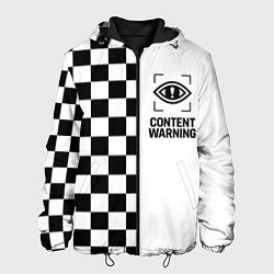 Куртка с капюшоном мужская Content Warning шашечки, цвет: 3D-черный