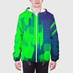 Куртка с капюшоном мужская Зеленый фиолет, цвет: 3D-белый — фото 2