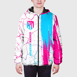 Куртка с капюшоном мужская Atletico Madrid neon gradient style по-вертикали, цвет: 3D-черный — фото 2