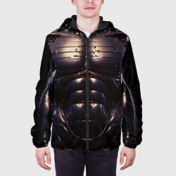 Куртка с капюшоном мужская Экзоскелет робота киборга с накаченным торсом, цвет: 3D-черный — фото 2