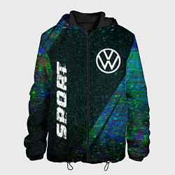 Куртка с капюшоном мужская Volkswagen sport glitch blue, цвет: 3D-черный