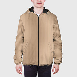 Куртка с капюшоном мужская Светлый коричневый в полоску, цвет: 3D-черный — фото 2