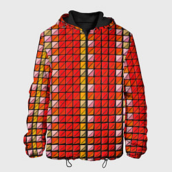 Куртка с капюшоном мужская Красные плитки, цвет: 3D-черный