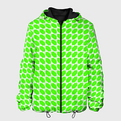 Куртка с капюшоном мужская Зелёные лепестки шестиугольники, цвет: 3D-черный