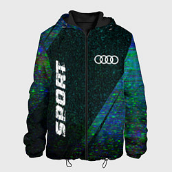 Куртка с капюшоном мужская Audi sport glitch blue, цвет: 3D-черный