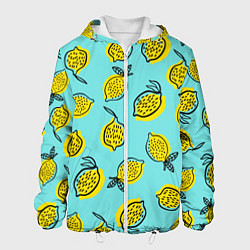 Куртка с капюшоном мужская Летние лимоны - паттерн, цвет: 3D-белый