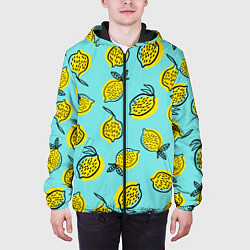 Куртка с капюшоном мужская Летние лимоны - паттерн, цвет: 3D-черный — фото 2