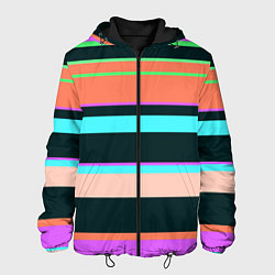Куртка с капюшоном мужская Цветные разные полосы, цвет: 3D-черный