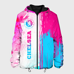 Куртка с капюшоном мужская Chelsea neon gradient style по-вертикали, цвет: 3D-черный