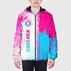 Куртка с капюшоном мужская Chelsea neon gradient style по-вертикали, цвет: 3D-черный — фото 2