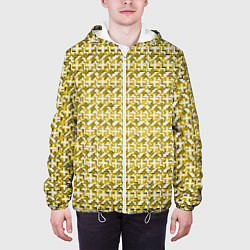 Куртка с капюшоном мужская Белые плюсики на жёлтом фоне, цвет: 3D-белый — фото 2