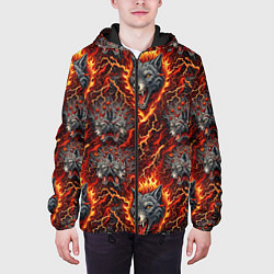 Куртка с капюшоном мужская Волки эпичный паттерн, цвет: 3D-черный — фото 2