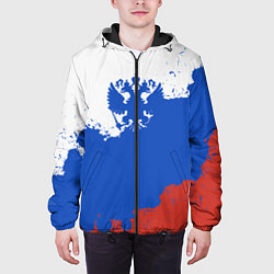 Куртка с капюшоном мужская Российский триколор и герб, цвет: 3D-черный — фото 2