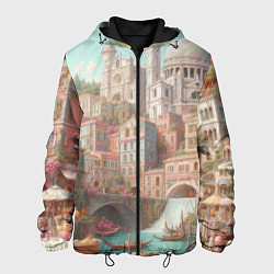 Куртка с капюшоном мужская Город в восточном стиле, цвет: 3D-черный