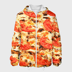 Куртка с капюшоном мужская Пицца с грибами и томатом - текстура, цвет: 3D-белый