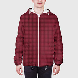 Куртка с капюшоном мужская Тёмный красный клетчатый, цвет: 3D-белый — фото 2