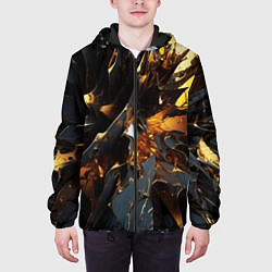 Куртка с капюшоном мужская Раскол черных плит и янтаря, цвет: 3D-черный — фото 2