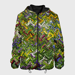 Куртка с капюшоном мужская Разноцветная абстракция, цвет: 3D-черный