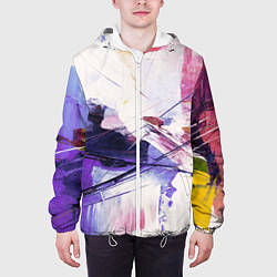 Куртка с капюшоном мужская Хаотичные мазки краски, цвет: 3D-белый — фото 2