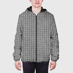 Куртка с капюшоном мужская Чёрно-белый текстурированный полосы, цвет: 3D-черный — фото 2