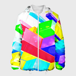 Куртка с капюшоном мужская Цветные столбы, цвет: 3D-белый
