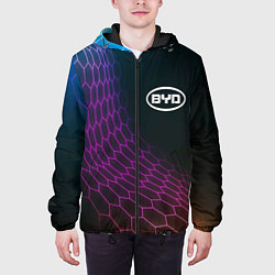 Куртка с капюшоном мужская BYD neon hexagon, цвет: 3D-черный — фото 2