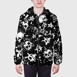 Куртка с капюшоном мужская Панк черепа - анархия, цвет: 3D-черный — фото 2