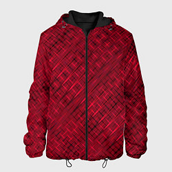 Куртка с капюшоном мужская Тёмно-красный однотонный текстурированный, цвет: 3D-черный